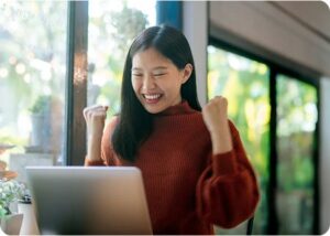 Student wearing a red sweater
